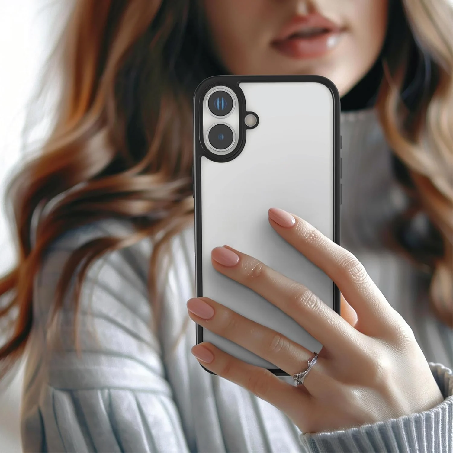 DL3 Mobilak Clear TPU Case for iPhone 17 6.3-Inch, Shock-absorbing protection, Anti-fingerprint finish, Non-slip grip - Black