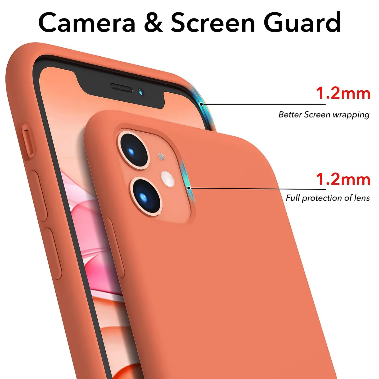 DL3 Mobilak Liquid Silicone Protective Case with Soft Microfiber Lining for iPhone 11 (6.1 Inch) - Coral