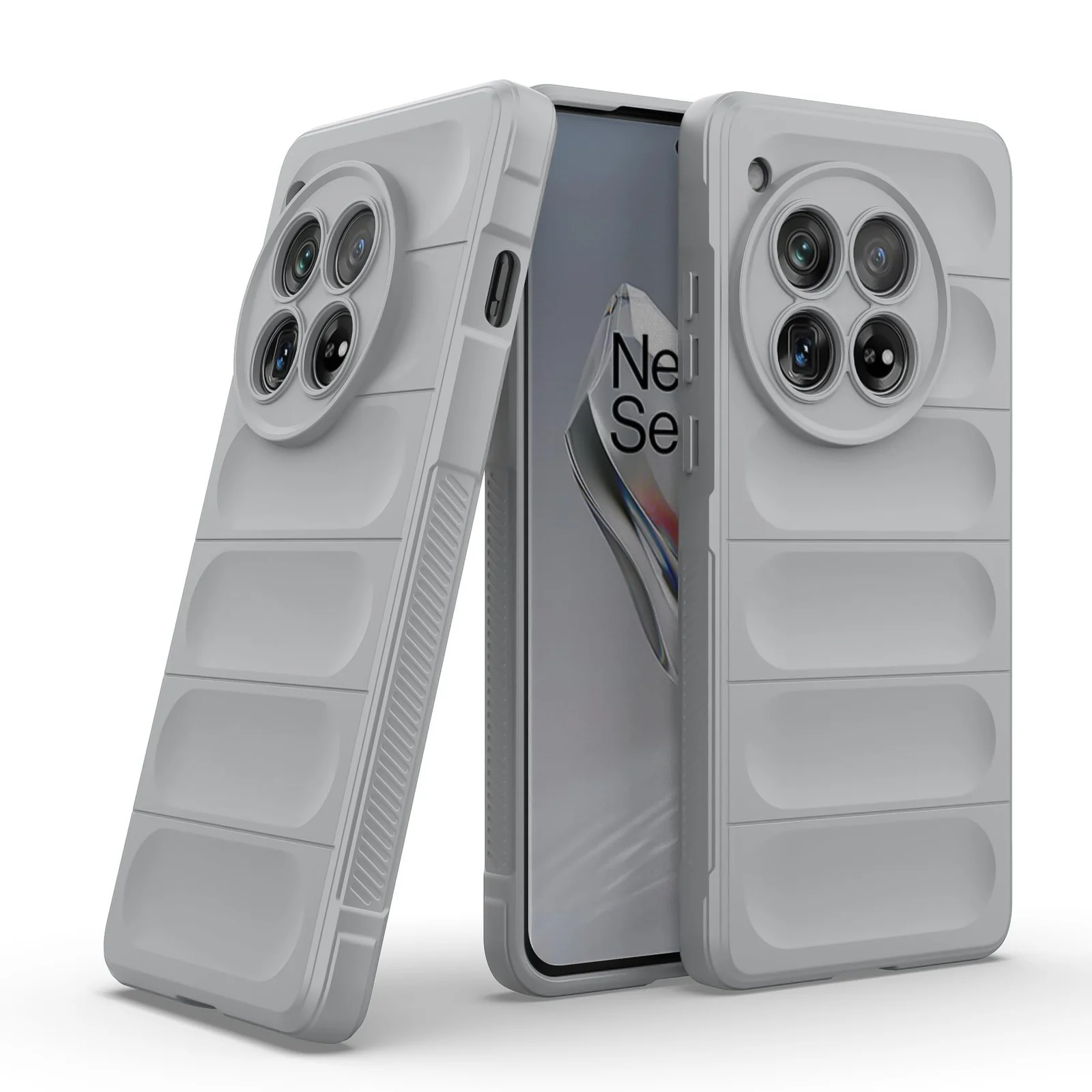 DL3 Mobilak Flexible Silicone and TPU Protective Case with Camera Protection for OnePlus 12 5G - Gray