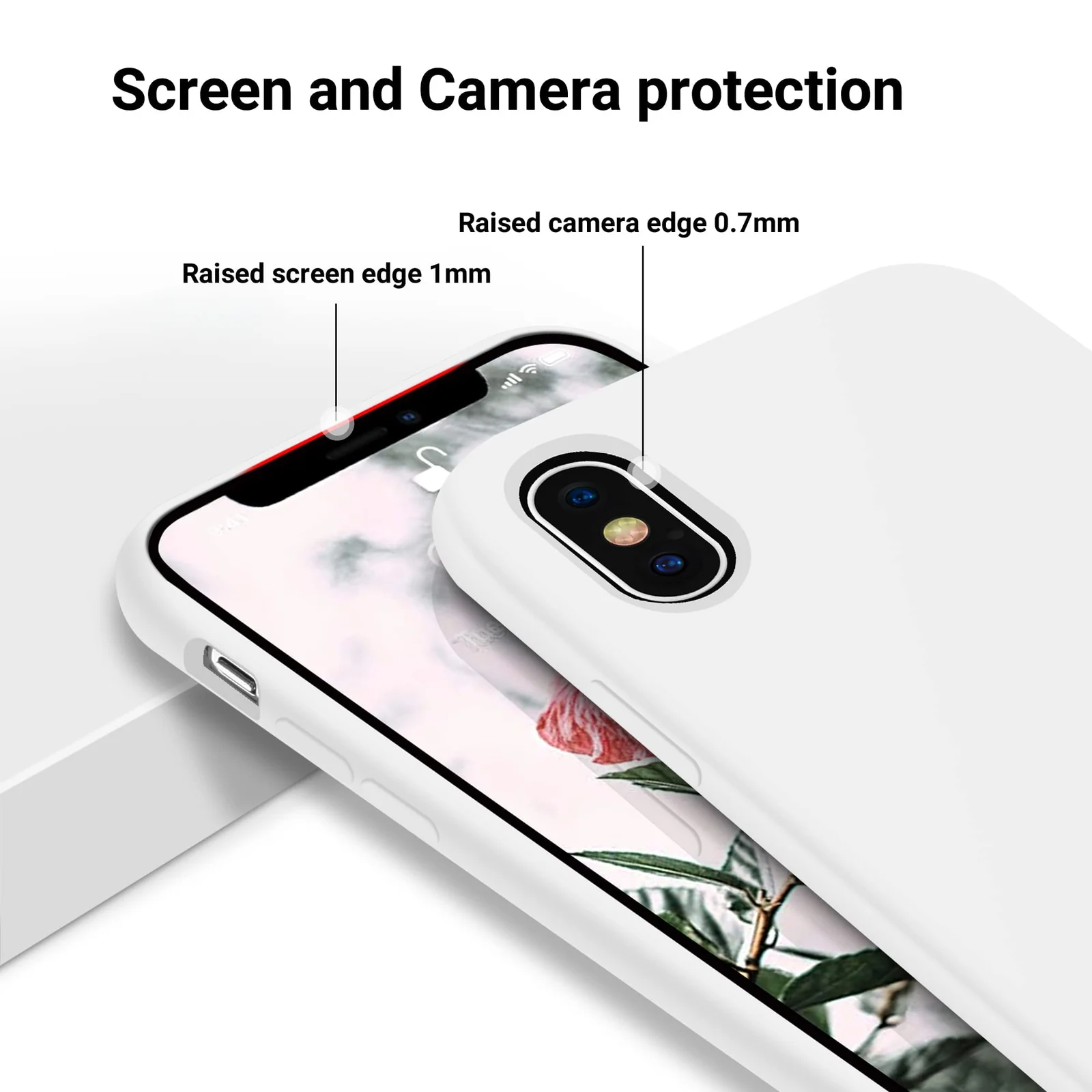 DL3 Mobilak Liquid Silicone Protective Case with Soft Microfiber Lining for iPhone X / iPhone XS - White