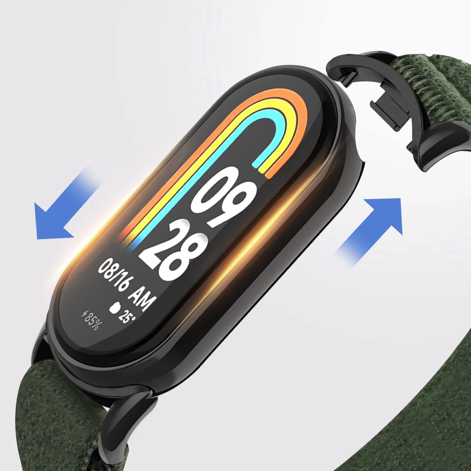 DL3 Mobilak Sport Bands Nylon For Xiaomi Mi Band 10/9/8 Men Women, Adjustable Elastic Breathable Soft Stretchy Wristband Loop Replacement Strap for Xiaomi Smart Band 8/9/10 - Green