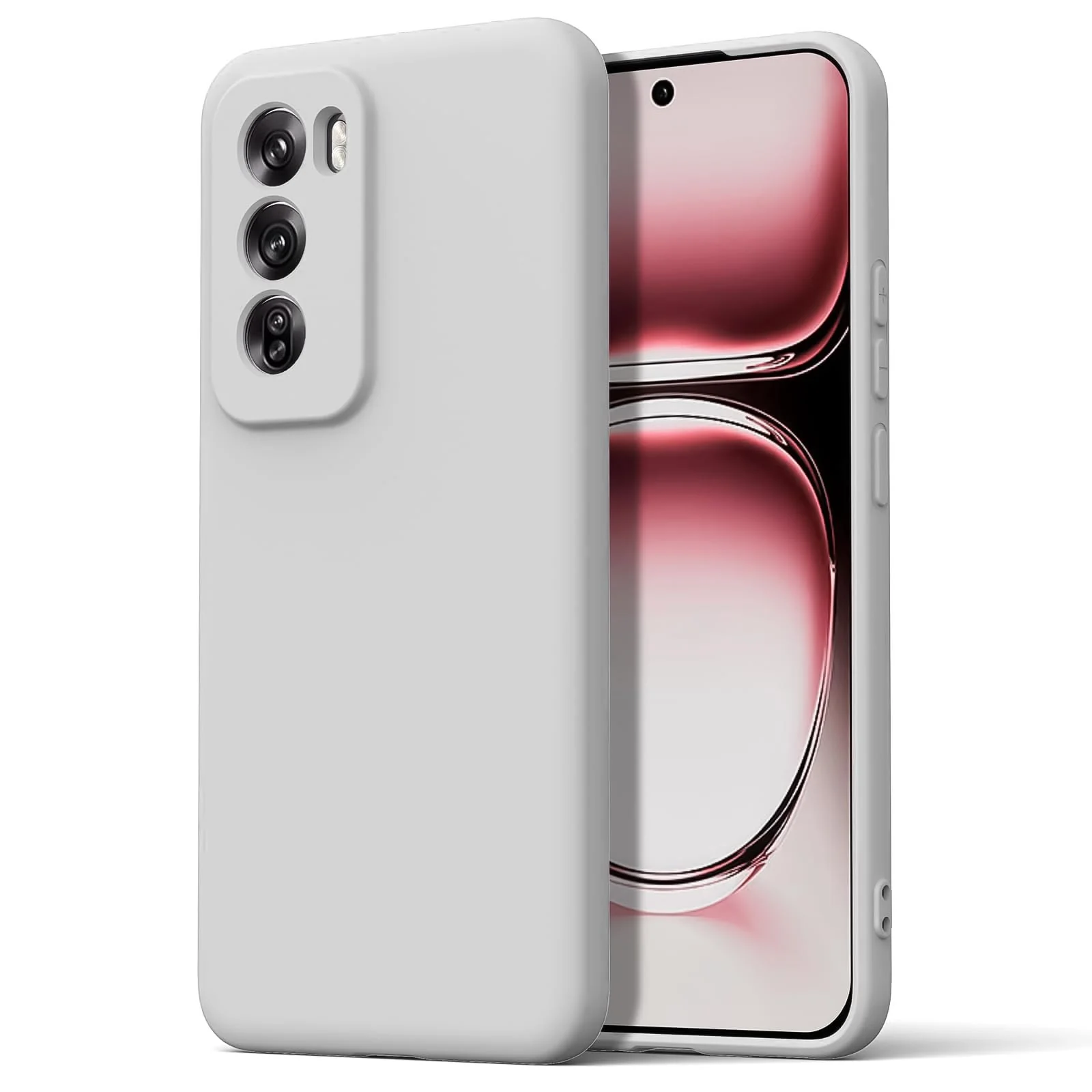 DL3 Mobilak Compatible with OPPO Reno 12 5G Case Slim Liquid Silicone Soft Gel Rubber Shockproof Protective Phone Case with Anti-Scratch Microfiber Lining, Cover With Camera Protection - Gray
