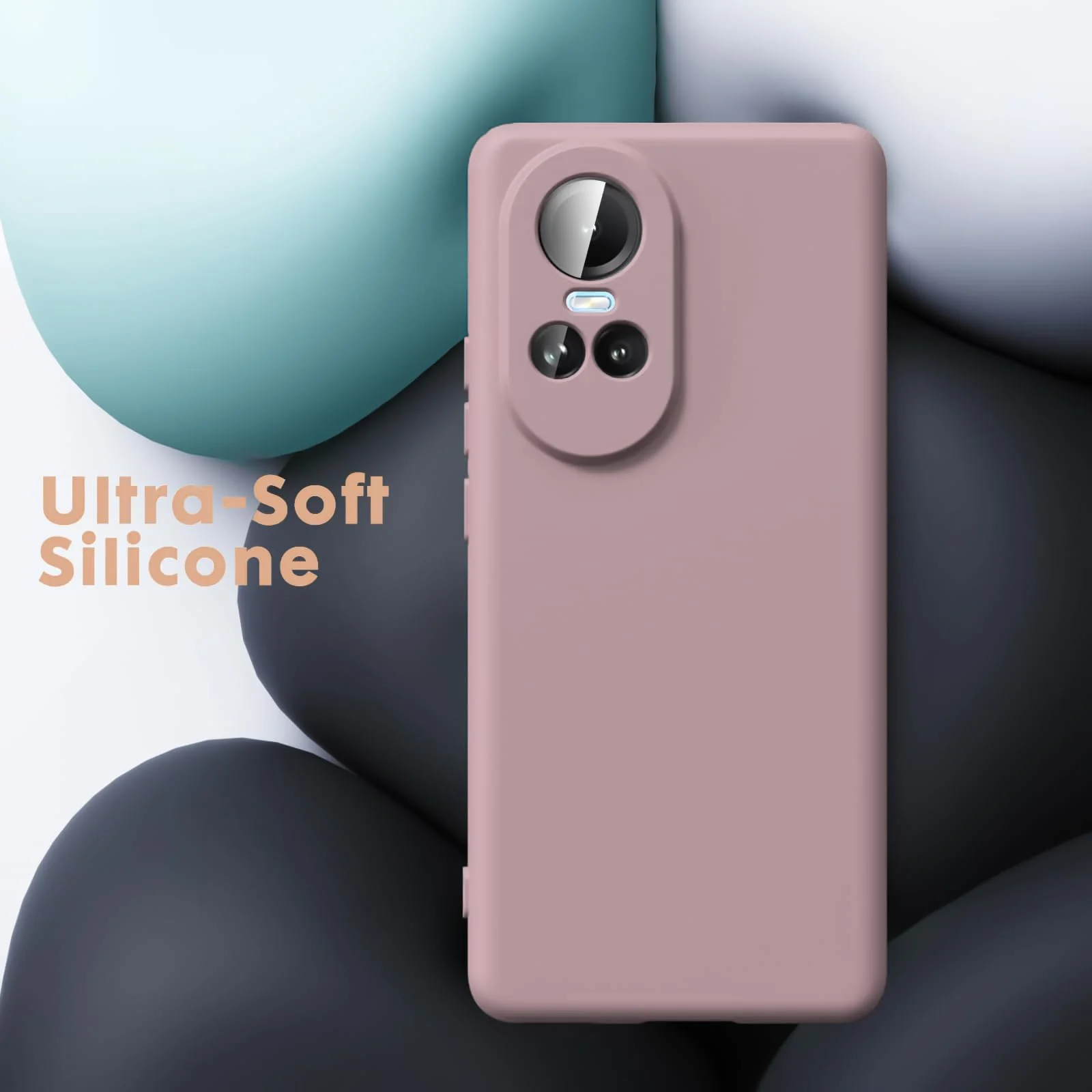 DL3 Mobilak Liquid Silicone Protective Case with Soft Microfiber Lining with Full Camera Protection for OPPO Reno 10 5G / OPPO Reno 10 Pro 5G - Cashmere