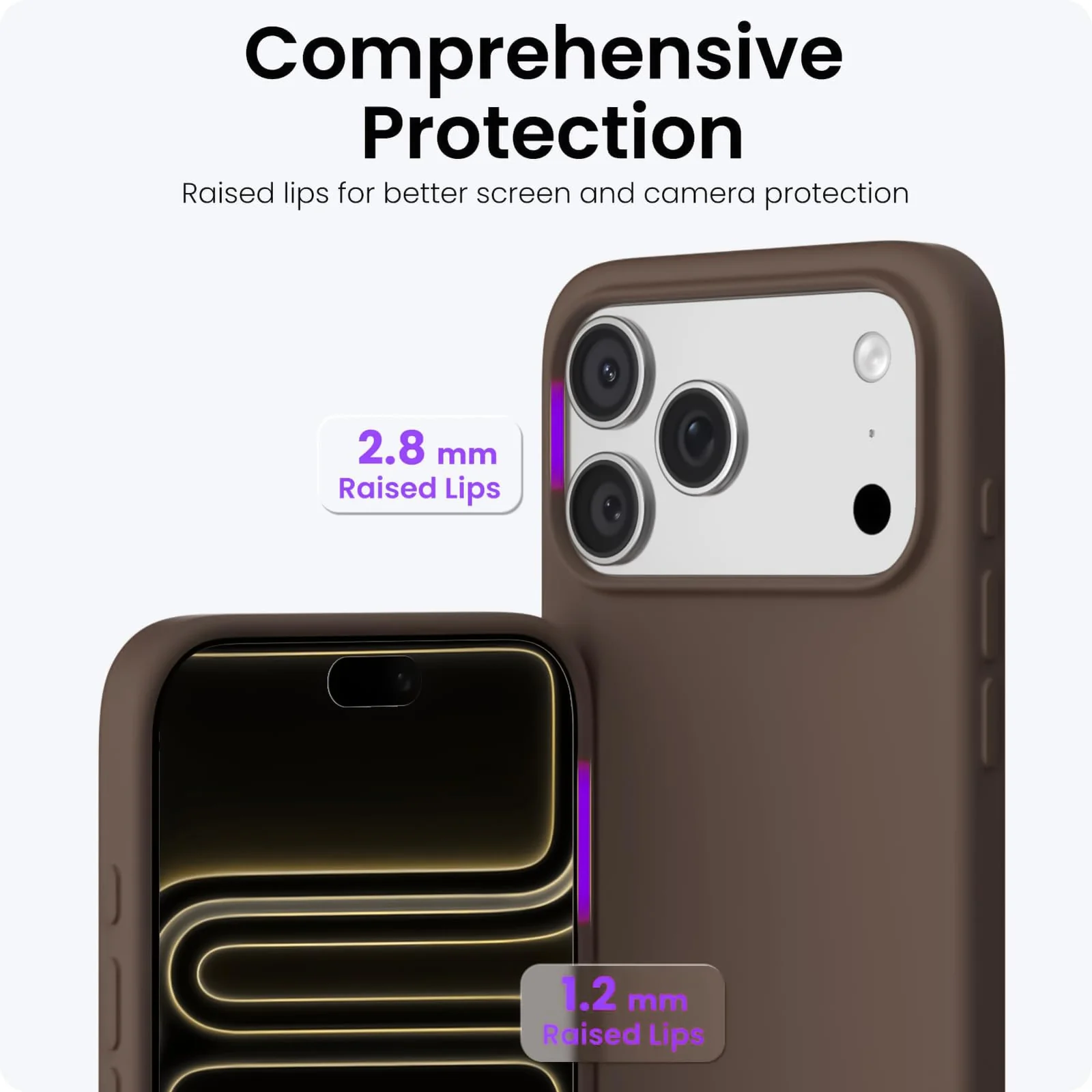DL3 Mobilak Liquid Silicone Protective Case for iPhone 17 Pro 6.3-Inch with Microfiber Lining and Shockproof Design - Brown