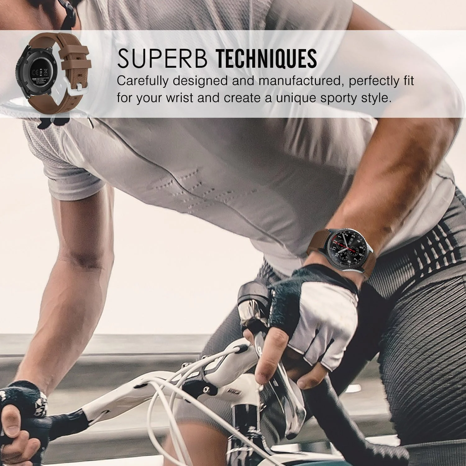 DL3 Mobilak Sport Silicone Band 20MM Strap For Samsung Gear Sport/Watch 6/5/4/5 Pro 45mm/S2 classic/active 2 40mm 44mm/Amazfit GTS/2/2e/GTS3/3 Pro/2 Mini/3 Mini/Bip 3/Bip 3 Pro - Brown