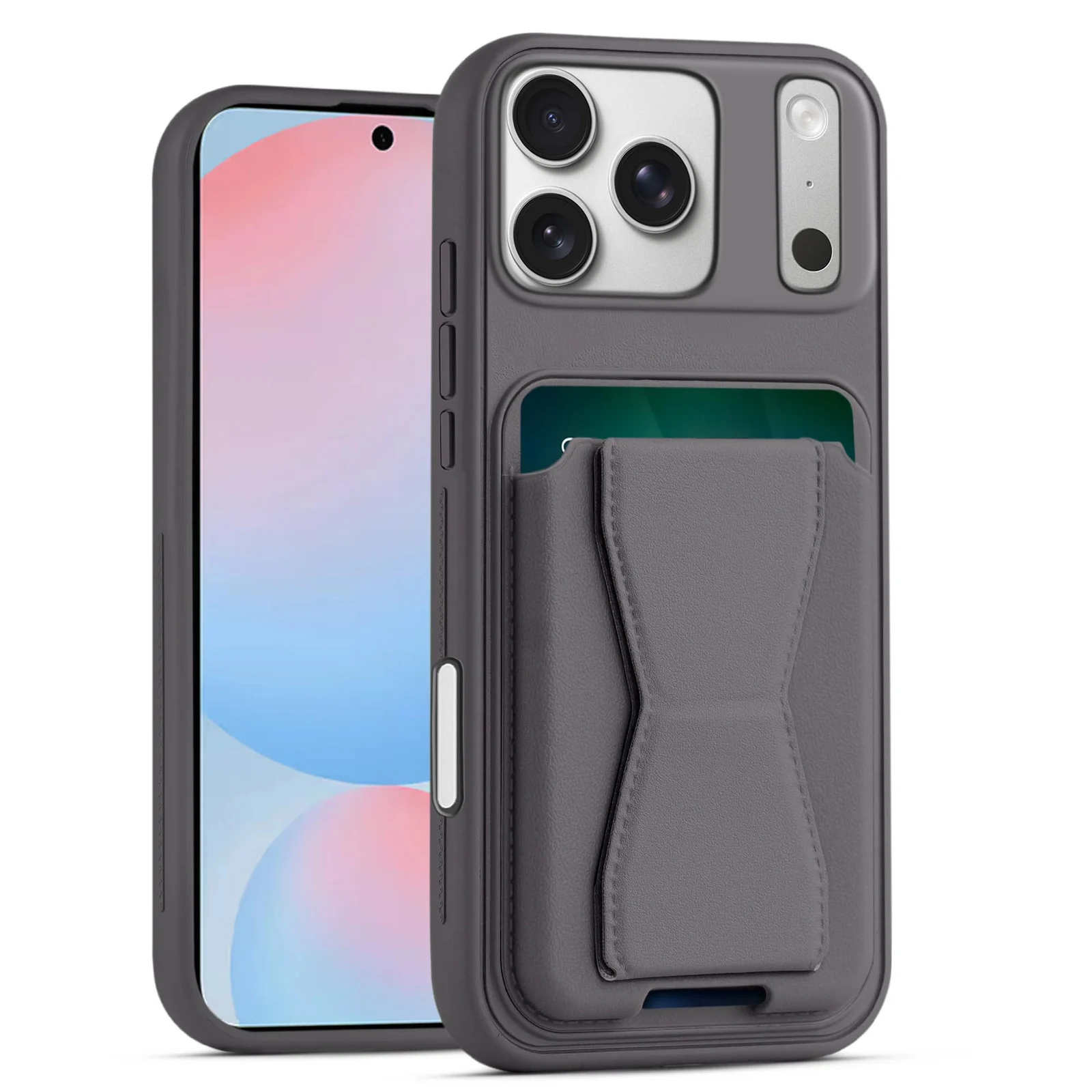 DL3 Mobilak Leather Wallet Case for iPhone 17 Pro Max 6.9-Inch, Camera protection, Shock-absorbing protection, Built-in kickstand - Lavender Purple