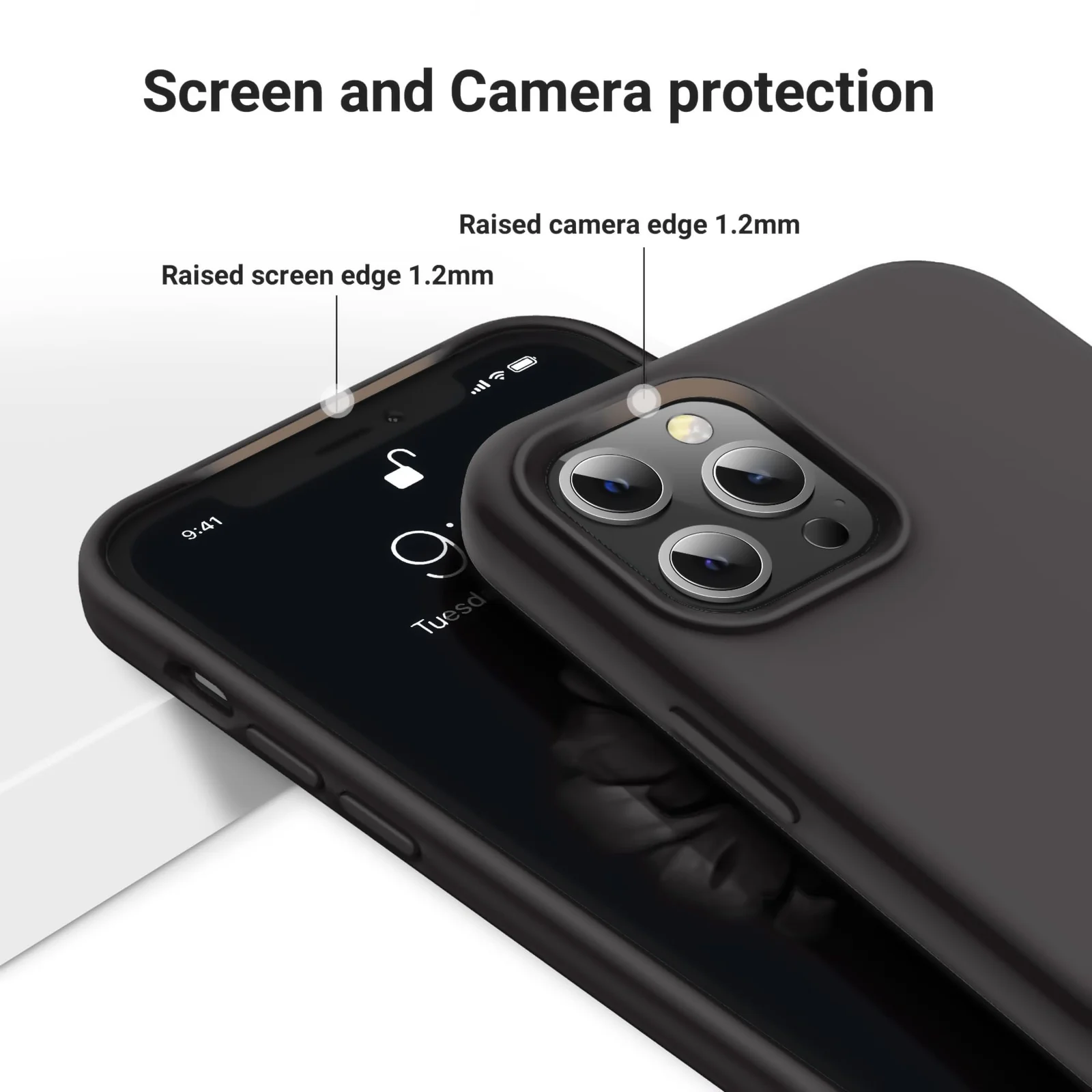 DL3 Mobilak Liquid Silicone Protective Case for iPhone 13 Pro (6.1 Inch) with Camera Protection and Microfiber Lining - Gray 3