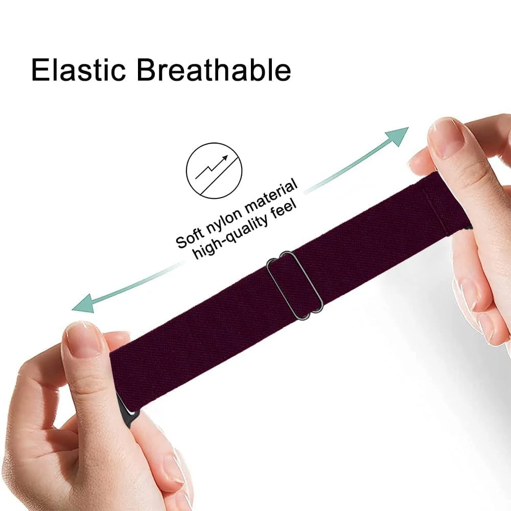 DL3 Mobilak Elastic Straps Compatible with Honor Band 6/Huawei Band 6 Pro/Huawei Band 6 Men Women, Adjustable Stretchy Bracelets Sport Nylon Replacement Bracelet - Wine Red