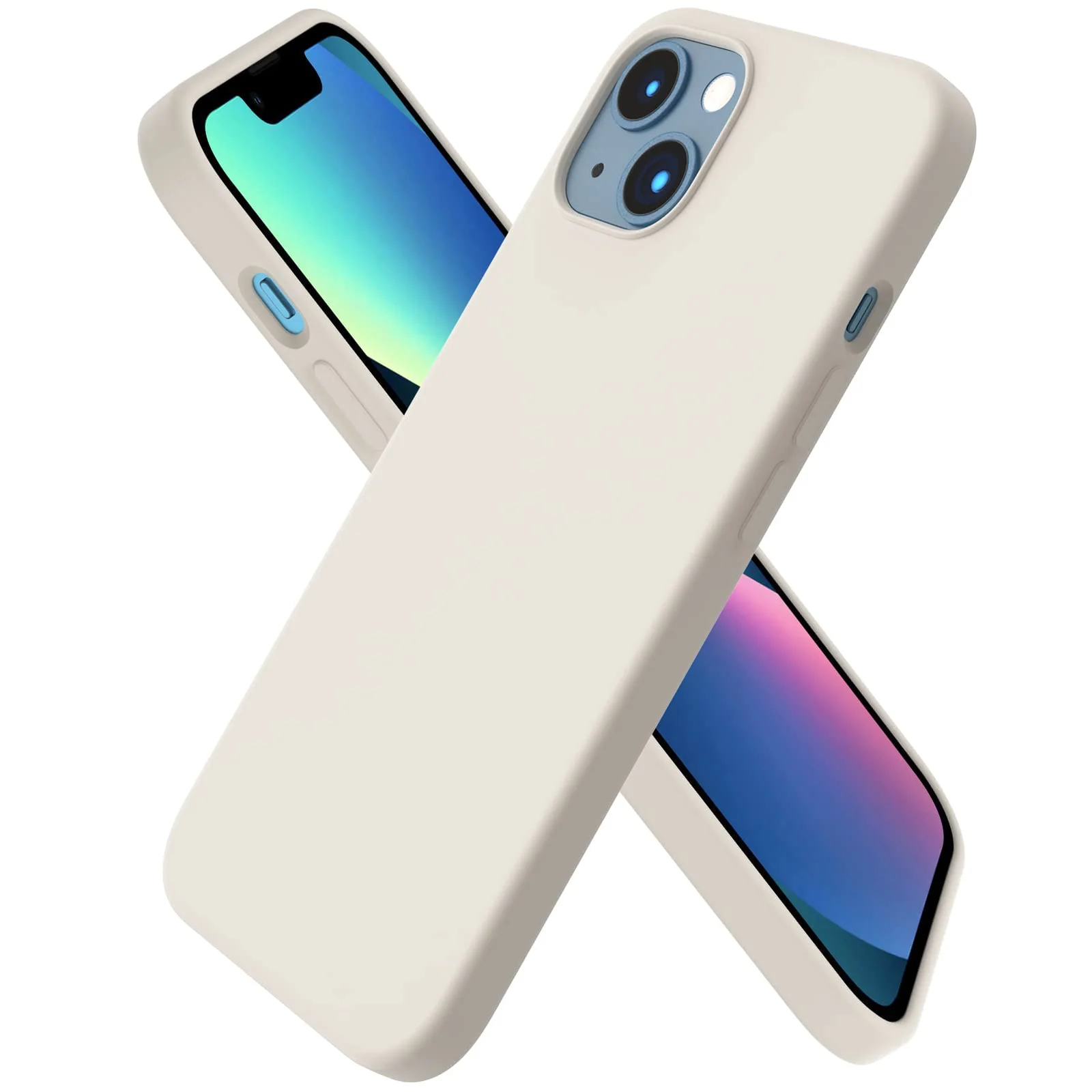 DL3 Mobilak Liquid Silicone Protective Case with Soft Microfiber Lining for iPhone 14 (6.1 Inch) - Stone