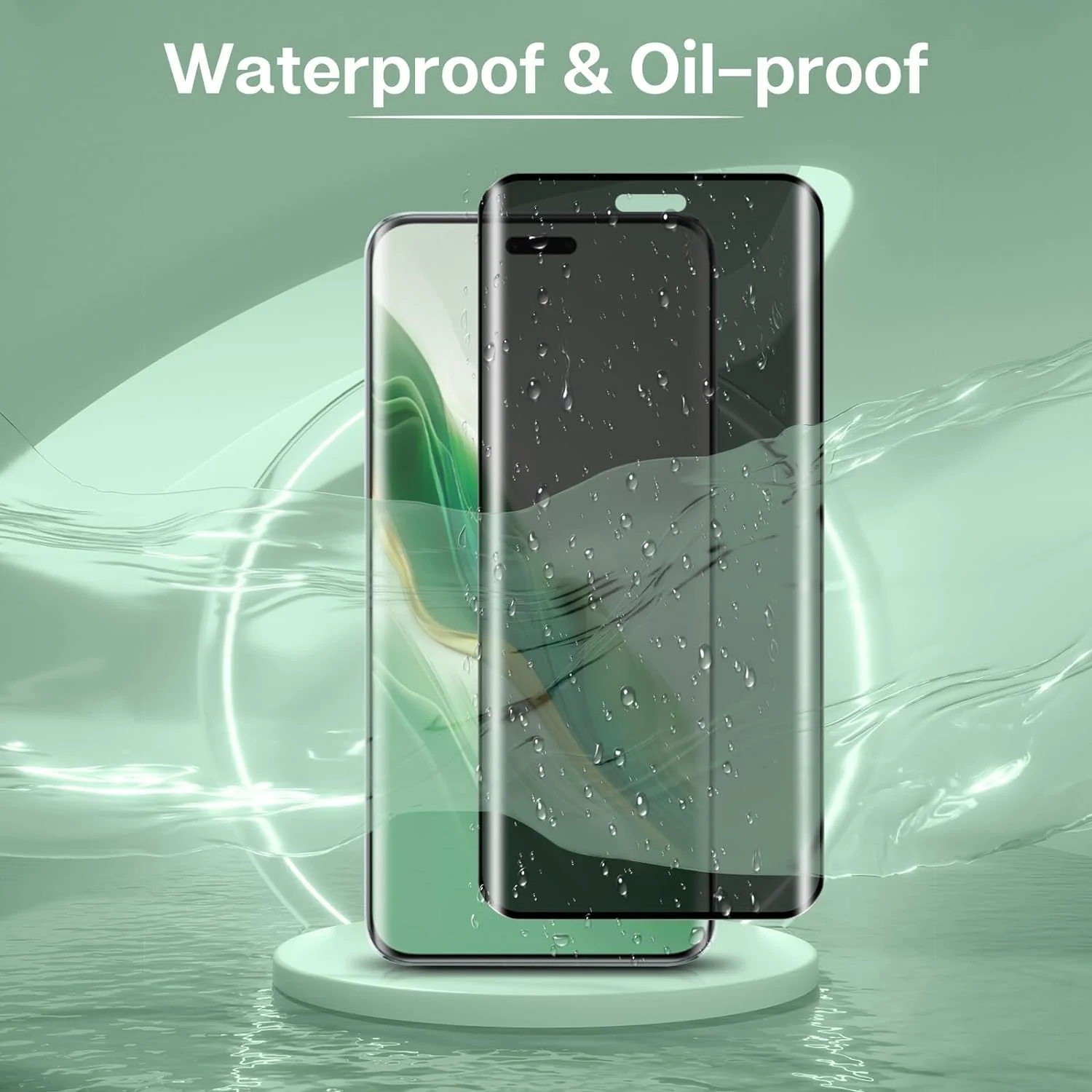 DL3 Mobilak Screen Protector for Honor 100 Pro UV Glass Fingerprint Reader Support 3D Curved Anti-Spy Tempered Glass Screen Protector - Privacy