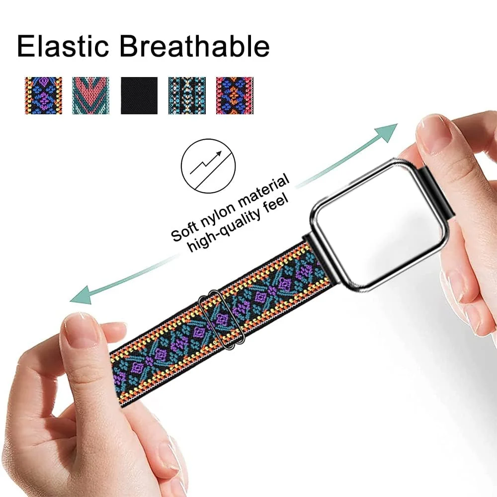 DL3 Mobilak Strap Compatible with Xiaomi Redmi Watch 2 Lite/Poco Watch/Redmi Watch 2 / Horloge 2 Bracelets, Nylon Replacement Strap Sport PU Protective Case + Watch Strap - Bohemia Blue