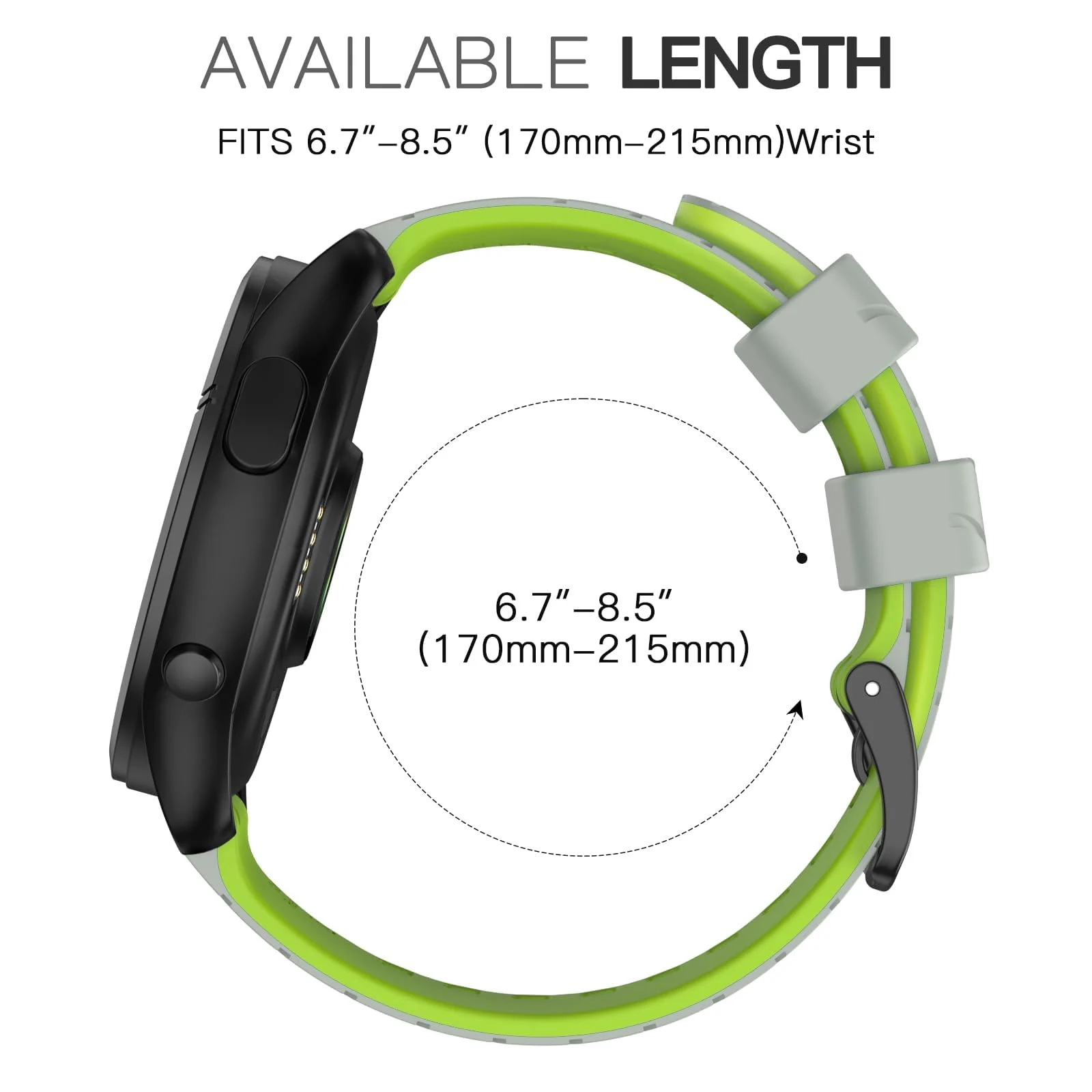 DL3 Mobilak Silicone Sport Band 22MM Strap For Xiaomi Redmi Watch 5 Active/5 Lite/Samsung Galaxy Watch 3 45mm/Watch 46mm/Gear S3/Huawei watch GT5 GT4 GT3 GT2 GT 46MM/GT2E/GT3 Pro/GT 5 Pro - Misty Grey/Lime