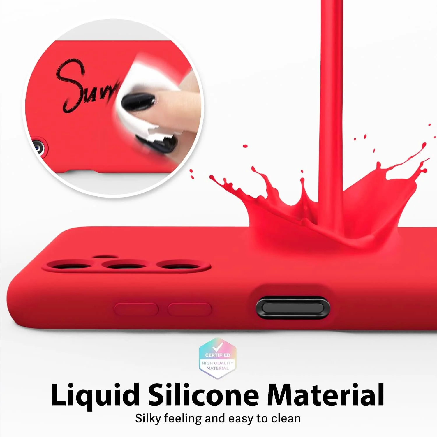 DL3 Mobilak Silicone Protective Case for Samsung Galaxy A15, Shock-absorbing protection, Scratch-resistant surface, Soft microfiber lining - Red