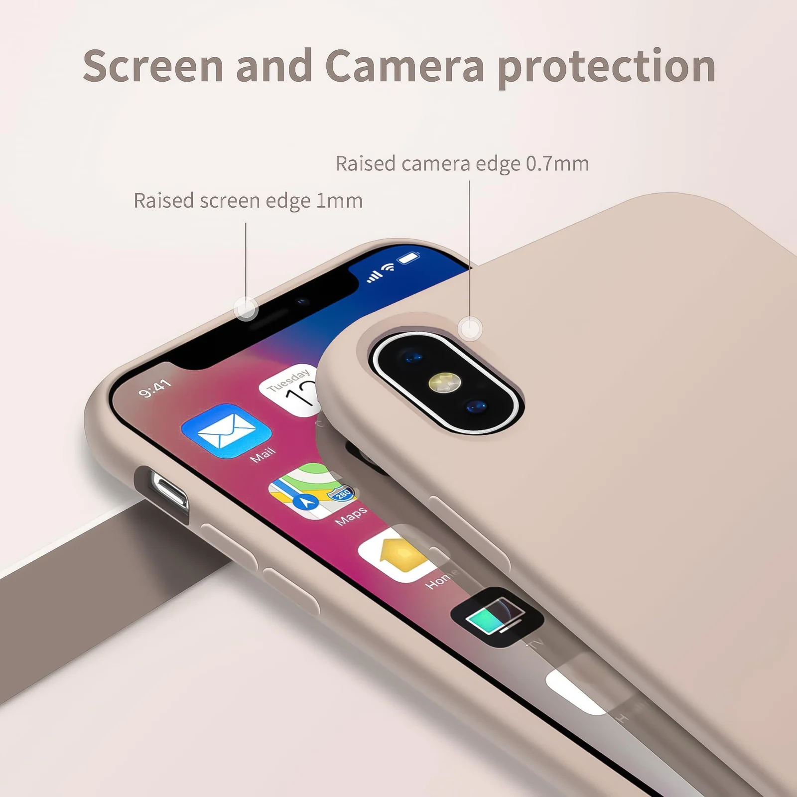 DL3 Mobilak Compatible with iPhone XS Max Case, Liquid Silicone Case, Full Body Protective Cover, Shockproof, Slim Phone Case, Anti-Scratch Soft Microfiber Lining - Pastel Pink