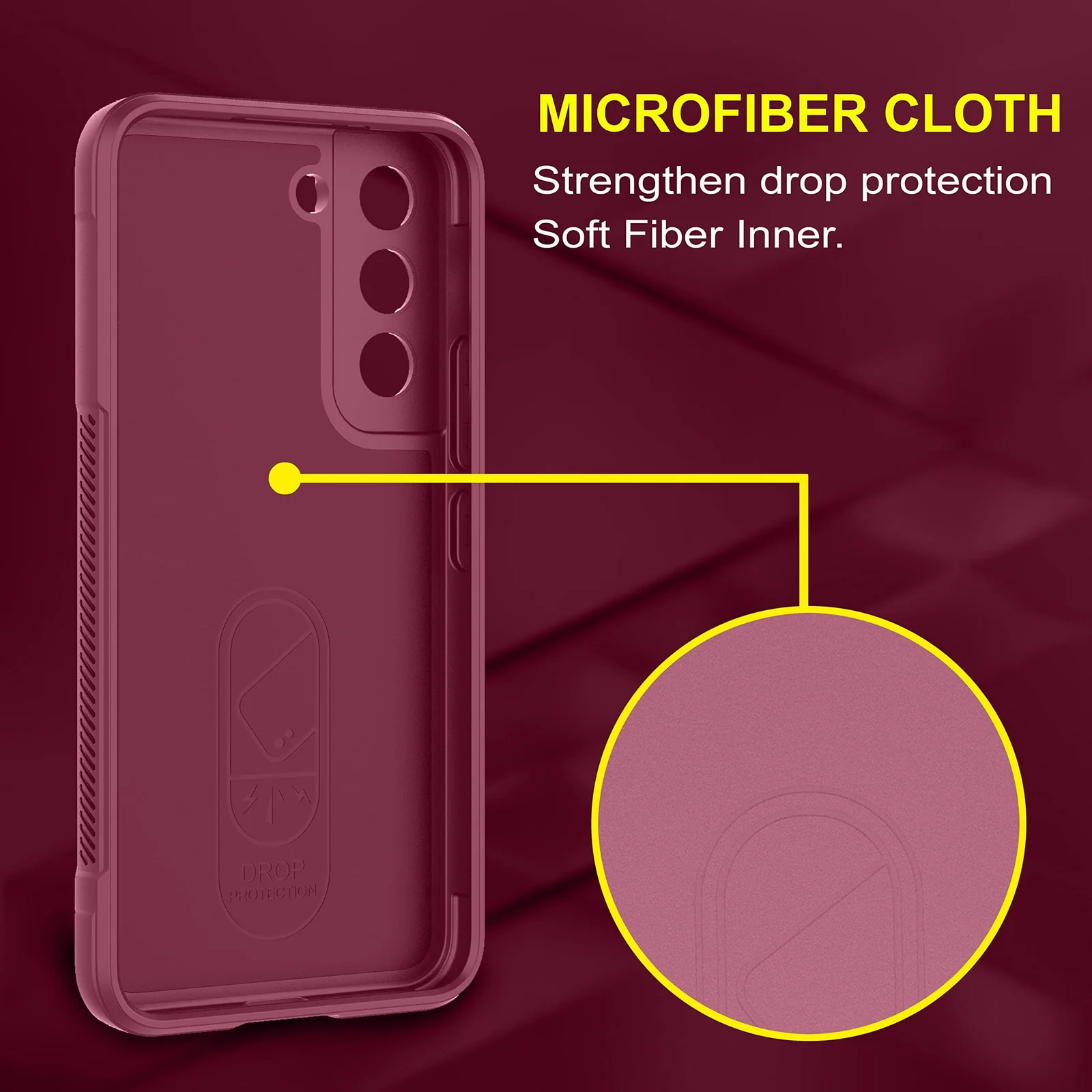 DL3 Mobilak Silicone Case for Samsung Galaxy S21 FE Heavy Duty Protective [Slim Fit] Shockproof Soft Flexible Protective Design Shock-Absorption TPU Cover With Camera Protection - Wine Red