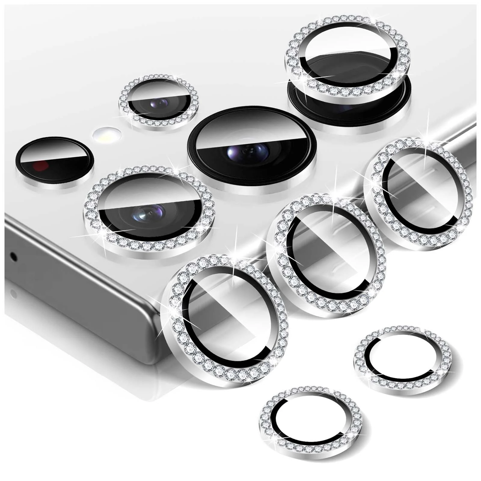 DL3 Mobilak Camera Lens Protector for Samsung Galaxy S23 Ultra, Camera protection, Shock-absorbing protection, Scratch-resistant surface - Diamond Silver