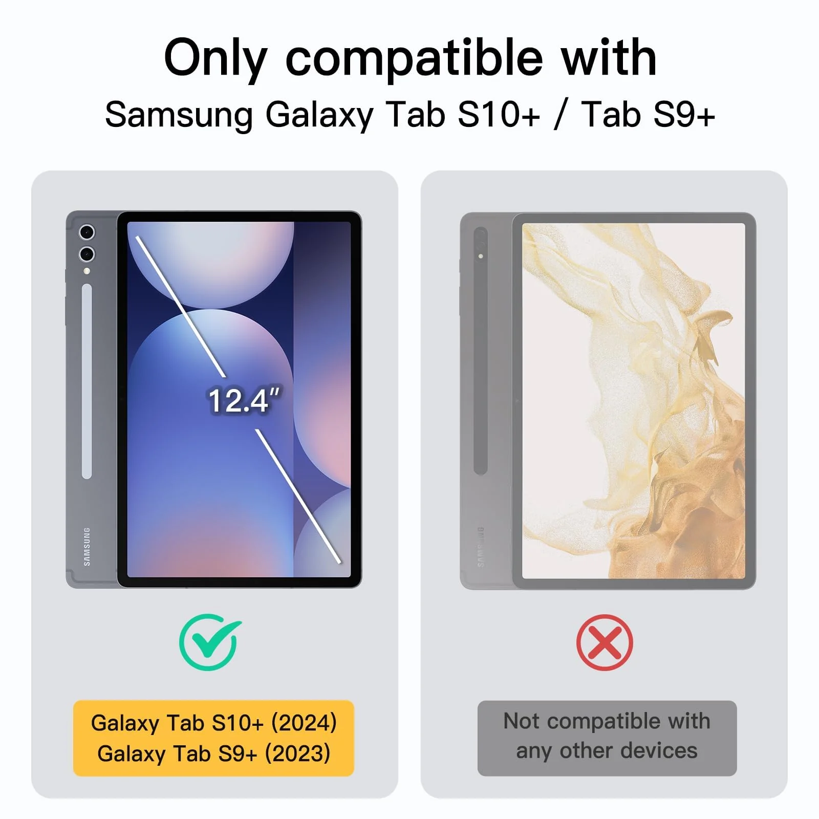 DL3 Mobilak Transparent Stand Case for Samsung Galaxy Tab S9 Plus 12.4 Inch 2023 Shockproof, Thin Slim Lightweight Anti-Yellowing Bumper, Kickstand Cover, with Pencil Holder - Clear