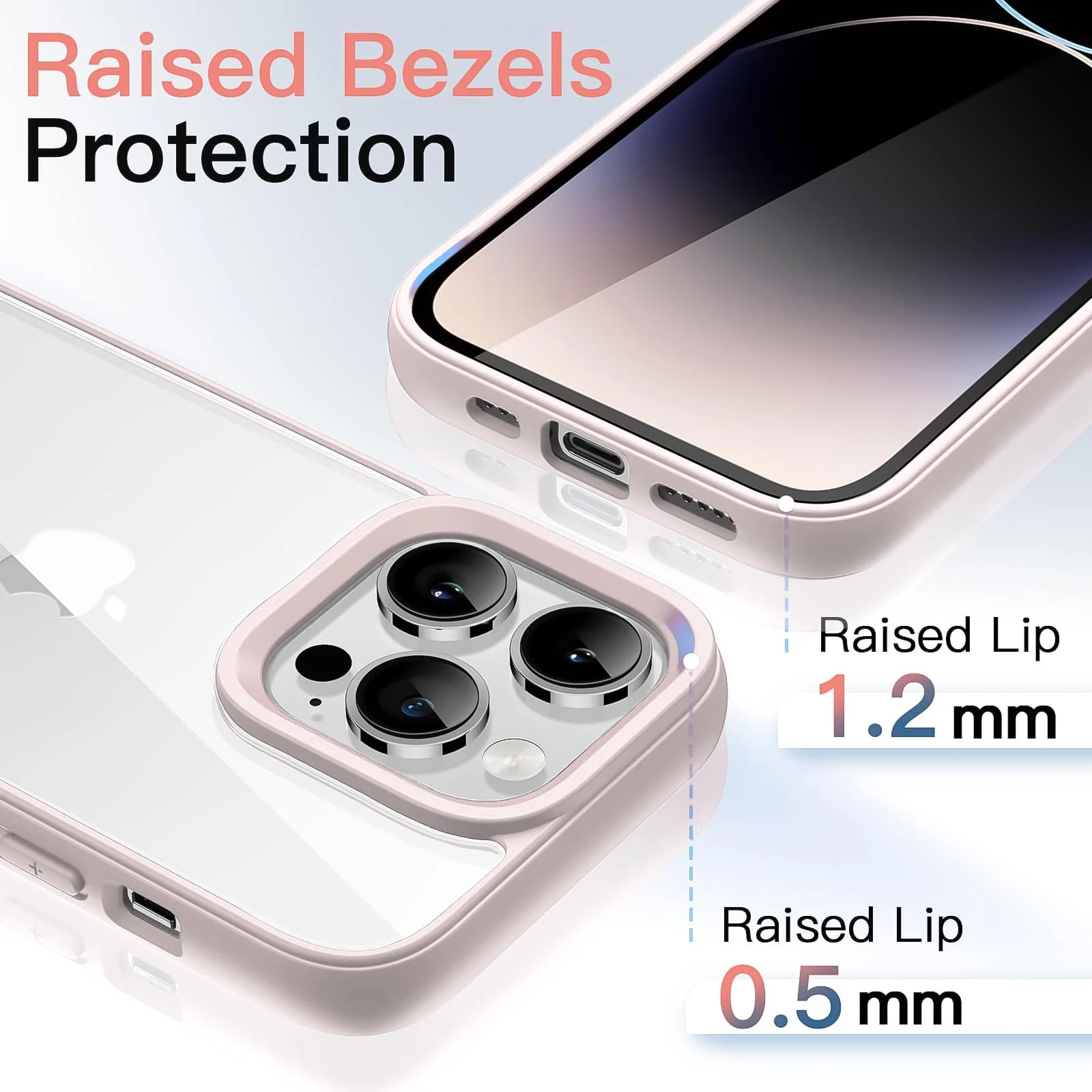 DL3 Mobilak Clear PC and TPU Protective Case for iPhone 16 Pro Max with Military-Grade Protection and Anti-Yellowing Design - Light Pink
