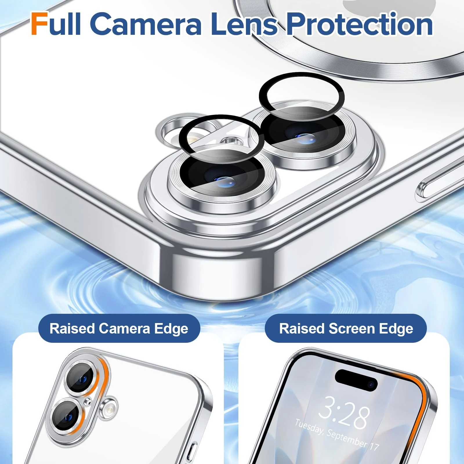 DL3 Mobilak Plated-Edge Protective Case for iPhone 17, Compatible with MagSafe accessories, Supports wireless charging, Camera protection - Silver