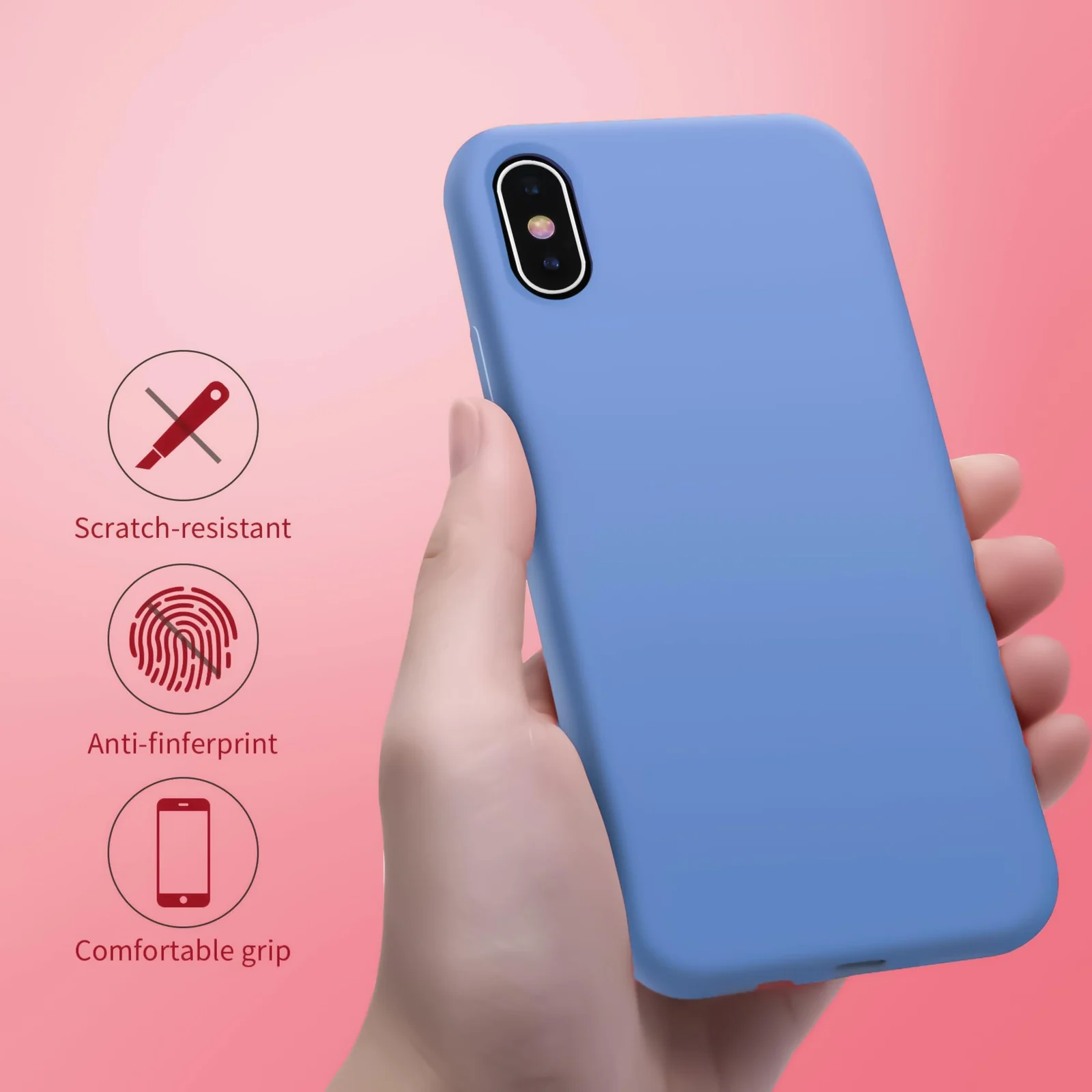 DL3 Mobilak Liquid Silicone Protective Case for iPhone XS Max with Camera Protection and Microfiber Lining - Light Blue