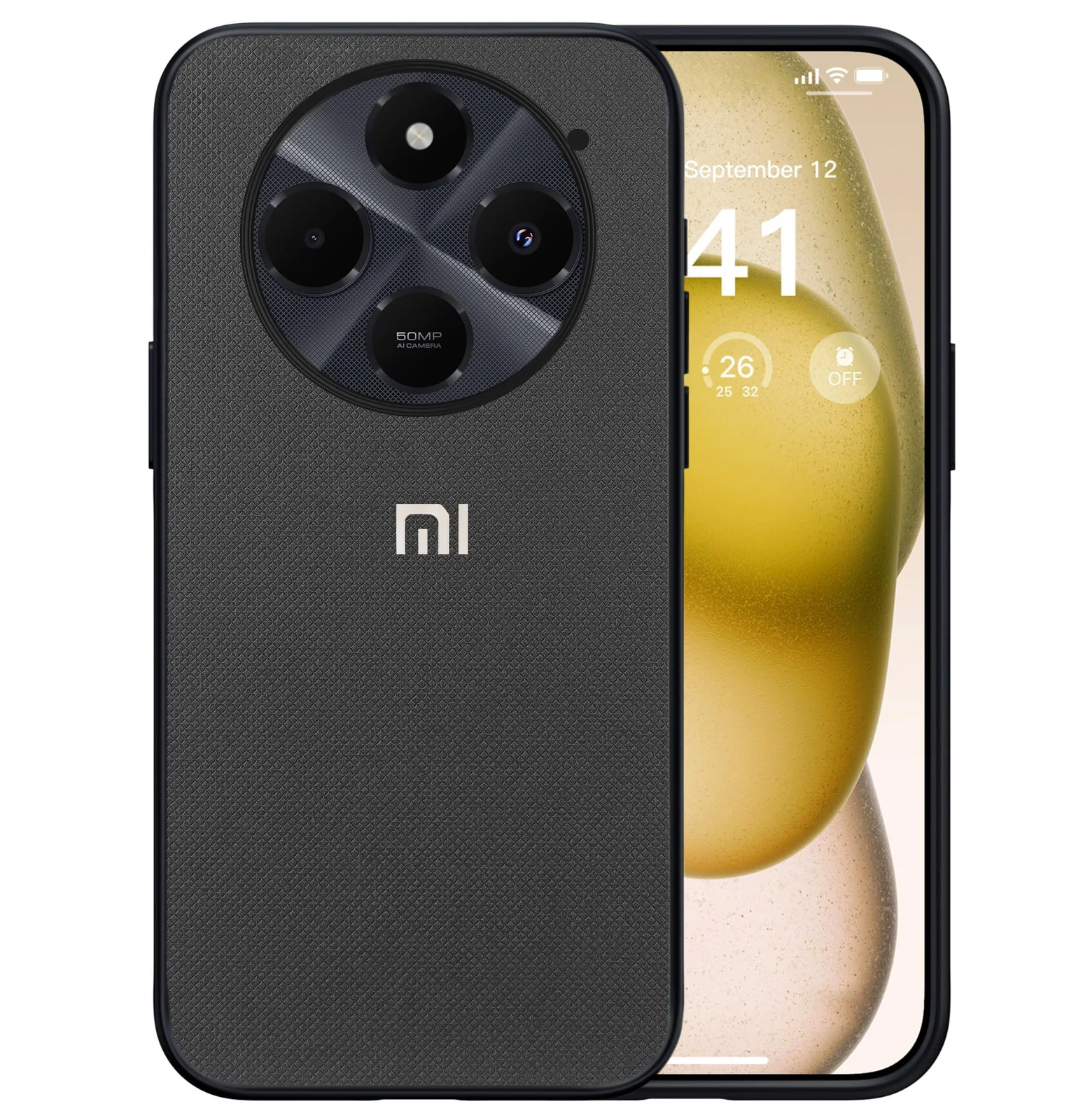 Dl3 Mobilak Compatible with Xiaomi Redmi 14C/Redmi A4/Poco C75 Case Dual Layer Heavy Duty Cell Phone Protective Cover Shockproof Rugged with Non-Slip Textured - Black