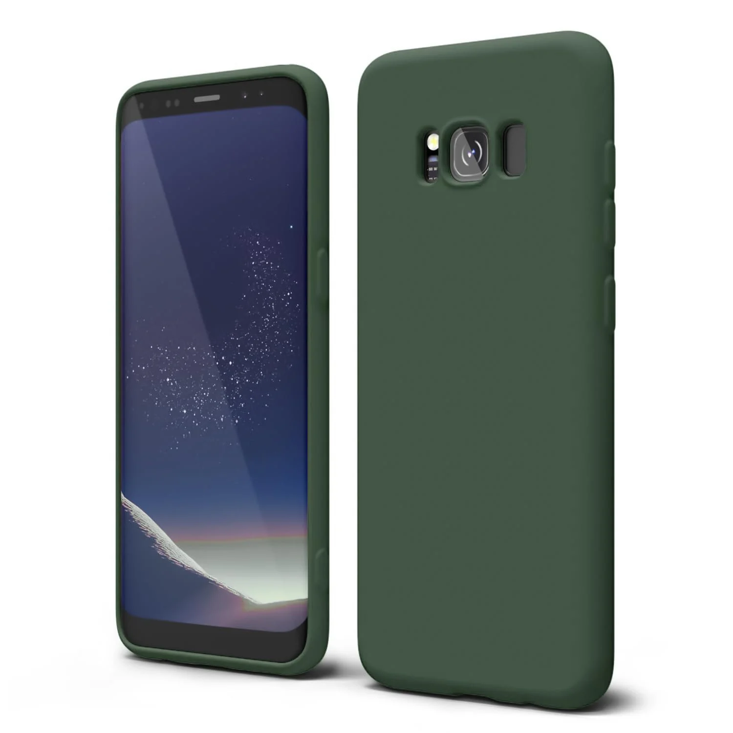 DL3 Mobilak Liquid Silicone Protective Case with Soft Microfiber Lining with Full Camera Protection for Samsung Galaxy S8+ Plus - Green
