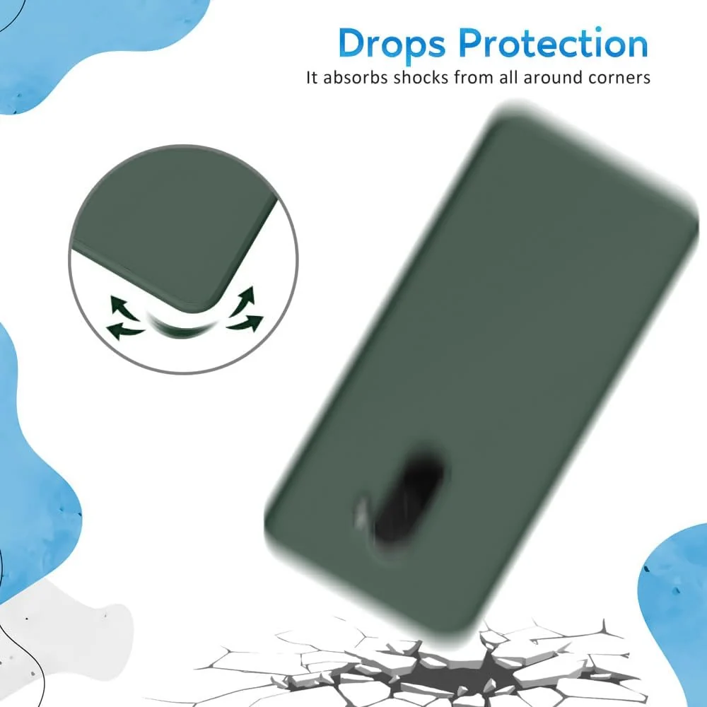 DL3 Mobilak Liquid Silicone Protective Case for Xiaomi Poco F1 with Microfiber Lining and Shockproof Design - Light Green
