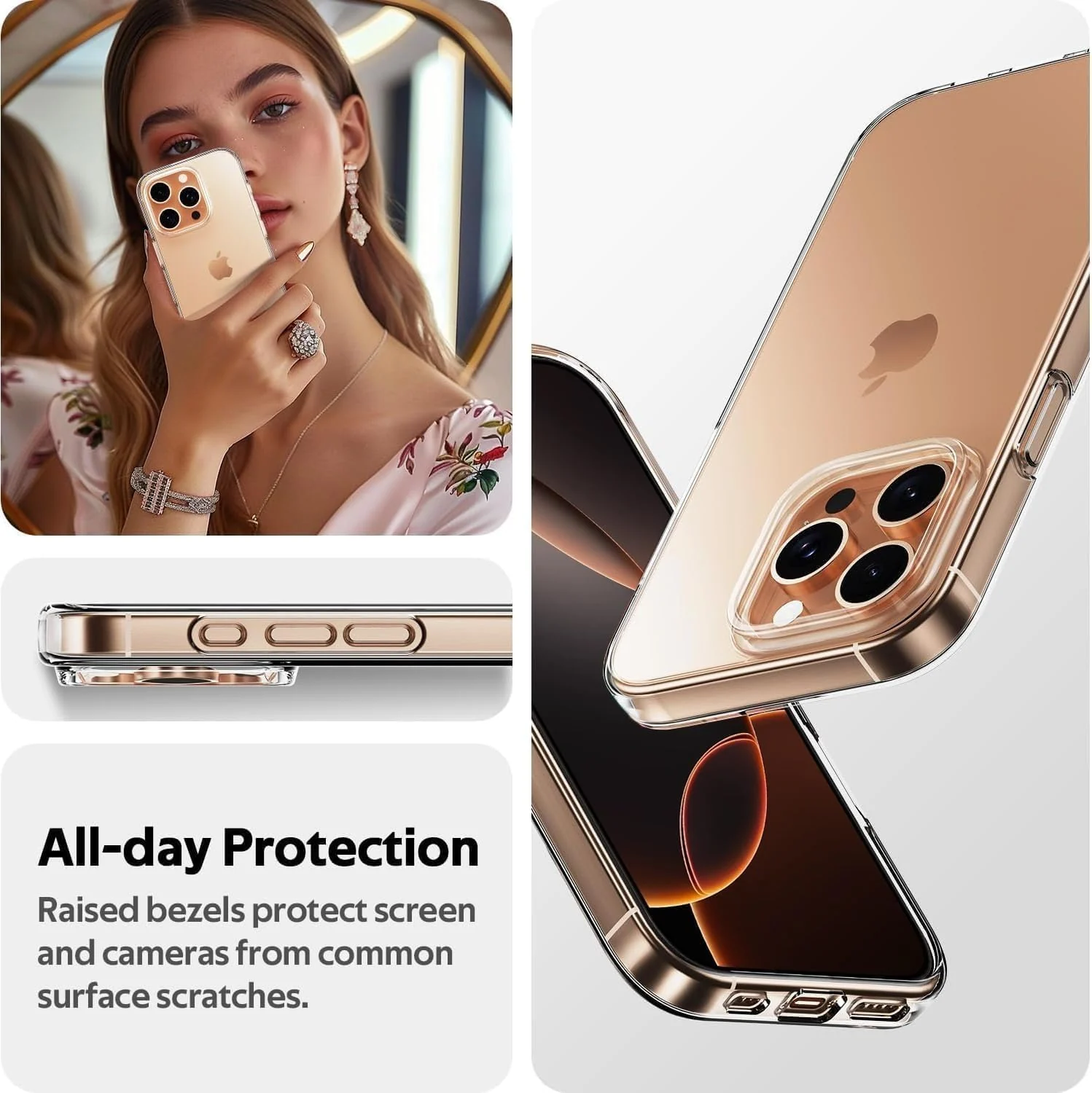DL3 Mobilak Clear TPU Protective Case for iPhone 16 Pro with Camera Protection and Shockproof Design - Clear