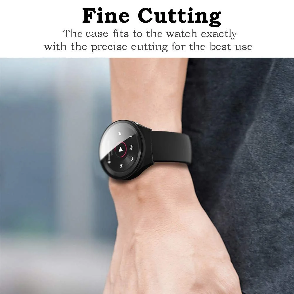 DL3 Mobilak Protective Case Compatible with Huawei Watch GT 2e 9H Hardness PC Case Bumper Full Slim Protective Cover with Tempered Glass For Huawei GT2e - Black