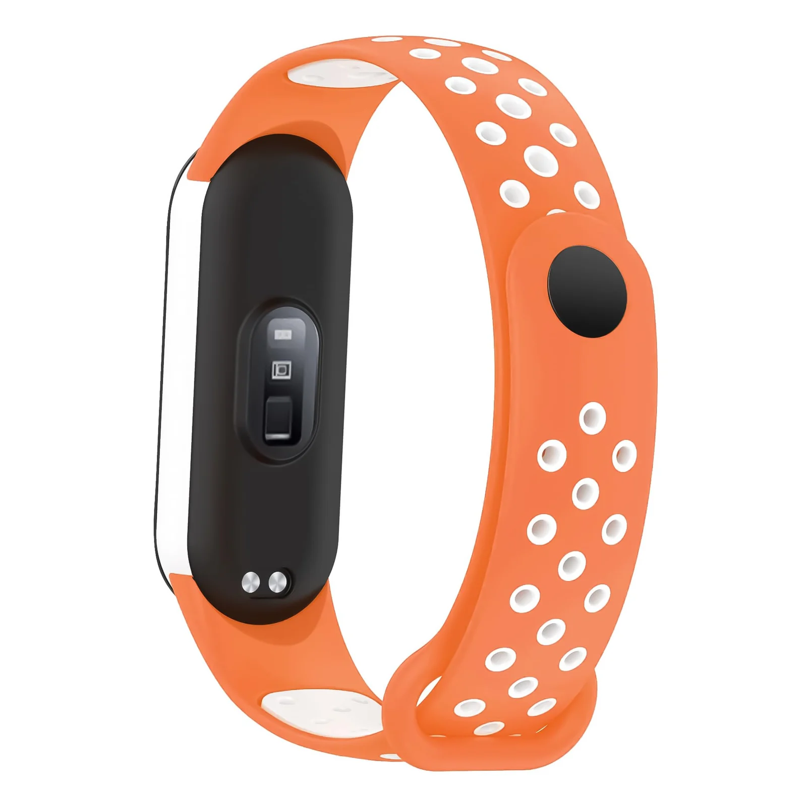 DL3 Mobilak Strap Compatible with Xiaomi Mi Band 4 / Mi Band 3, Women Men Armband, Two Colours Breathable Adjustable Soft Silicone Replacement Strap Compatible with Xiaomi Mi Band 3/4 - Orange White