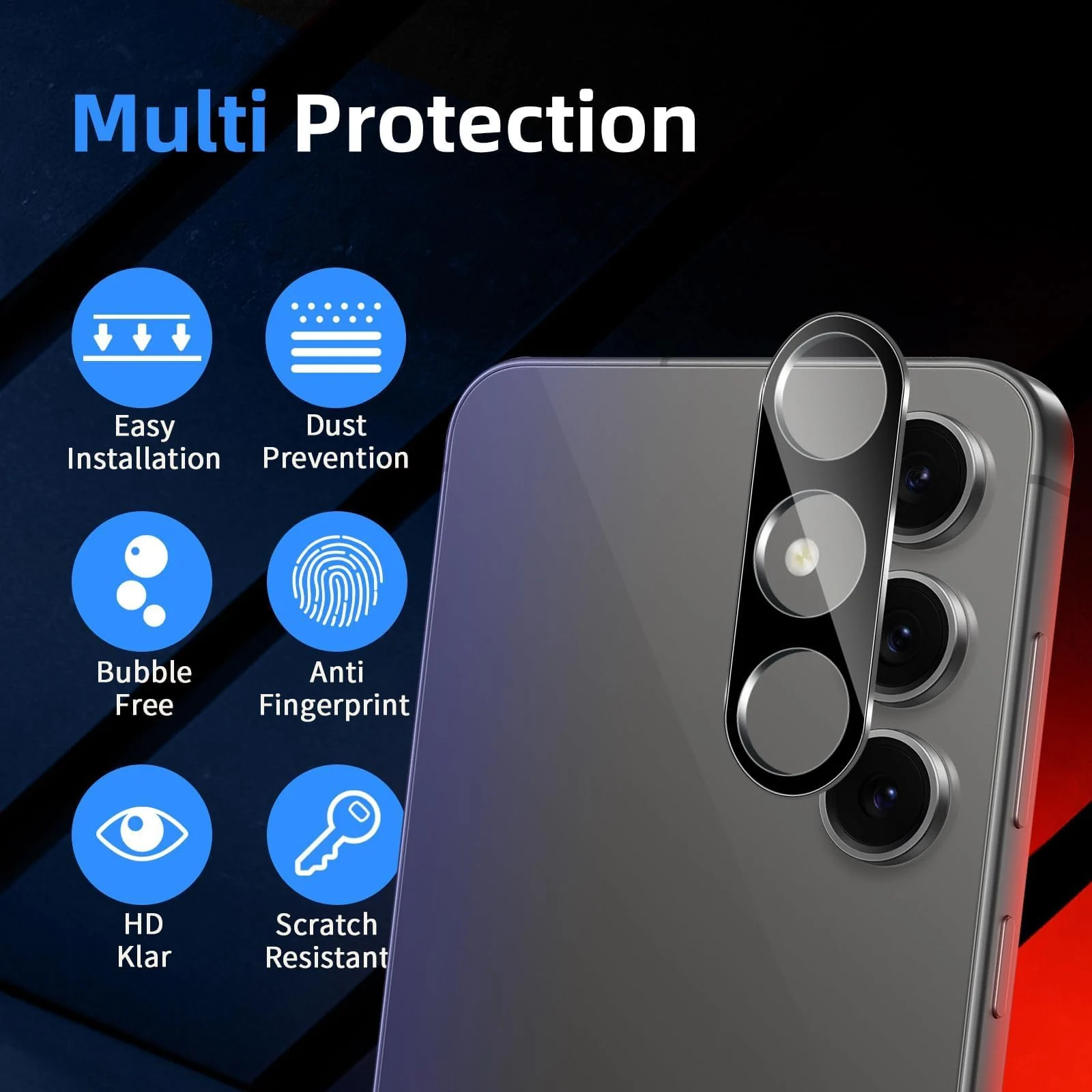 DL3 Mobilak Samsung Galaxy A16 4G / A16 5G Camera Lens Protector Tempered Glass Screen Protector HD [Full Coverage][Anti-Scratch] Drop Protection Ultra Clear/Thin Lens Protector Case - Black