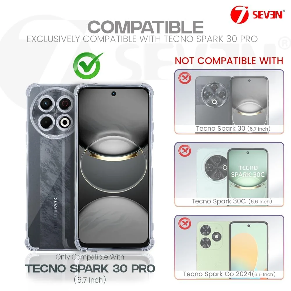 DL3 Mobilak Case Compatible with Tecno Spark 30 Pro 4G, Cover Silicone TPU Gorilla Anti-shock Protector Camera Shockproof Corners - Clear