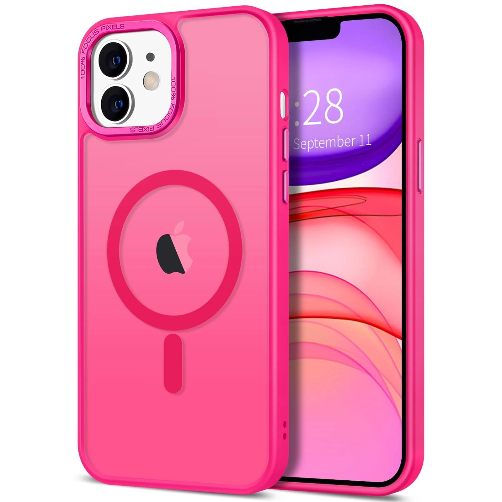 DL3 Mobilak Case for iPhone 11 (6.1 inch) Case Magnetic Translucent Matte Phone Cases [Compatible with MagSafe] Thin Slim Fit Shockproof Hard Protective Cover for Men Girls - Hot Pink