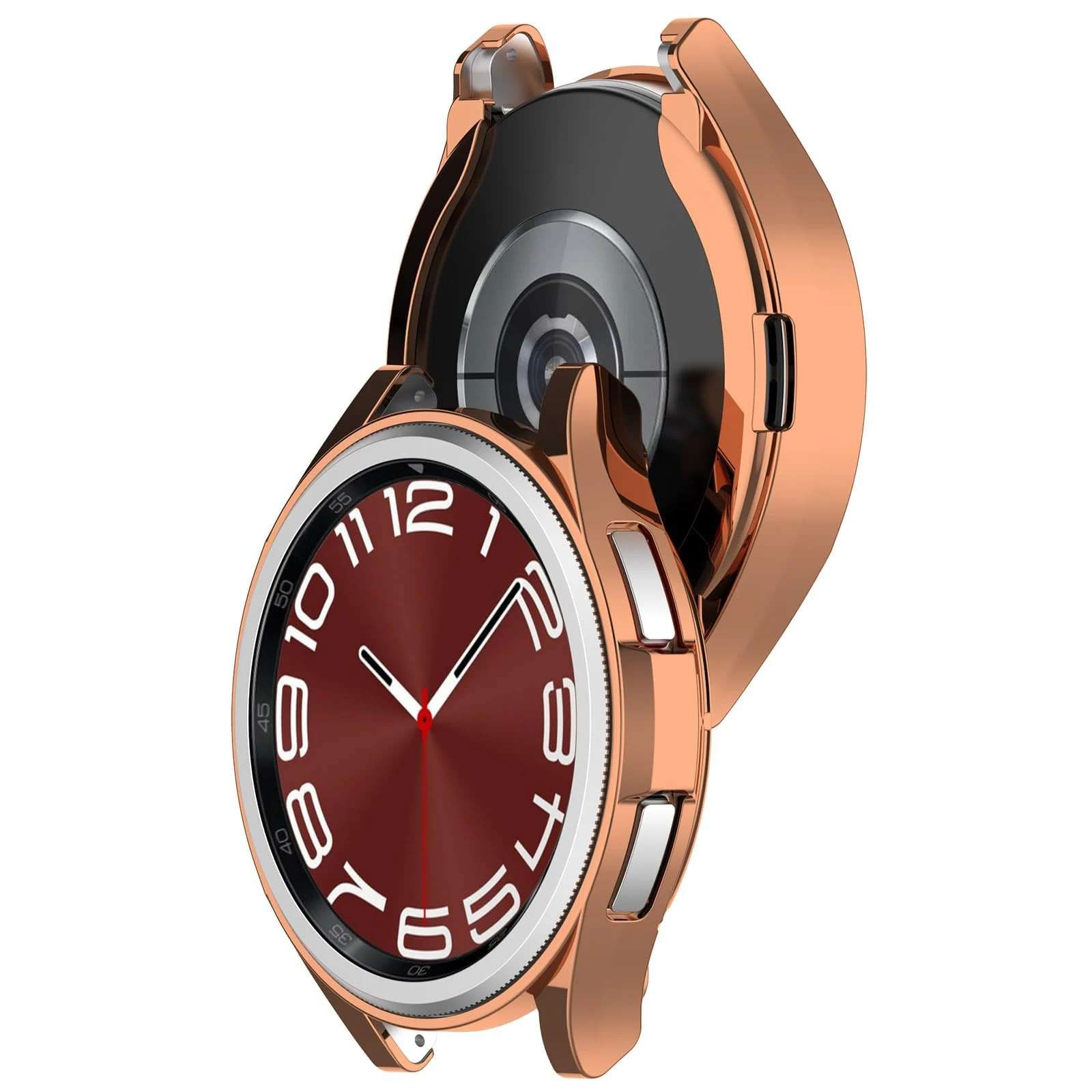 DL3 Mobilak Bumper Case Protector for Samsung Galaxy Watch 6 Classic 43mm, [NO Screen Film] Flexible Lightweight Glossy TPU Edge Case Protective Cover Galaxy Watch 6 Classic 43mm - Rose Gold