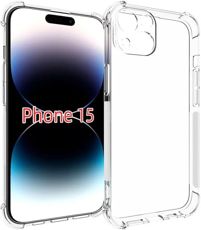 DL3 Mobilak Case Compatible with iphone15, Cover Silicone Transparent TPU Gorilla Anti-shock Shockproof Corners - Clear