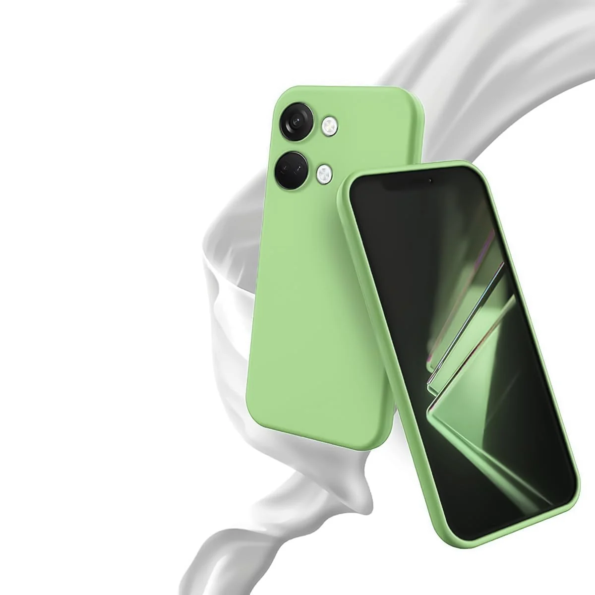 DL3 Mobilak Soft Silicone Protective Case for OnePlus Nord 3 with Microfiber Lining and Shockproof Design - Light Green