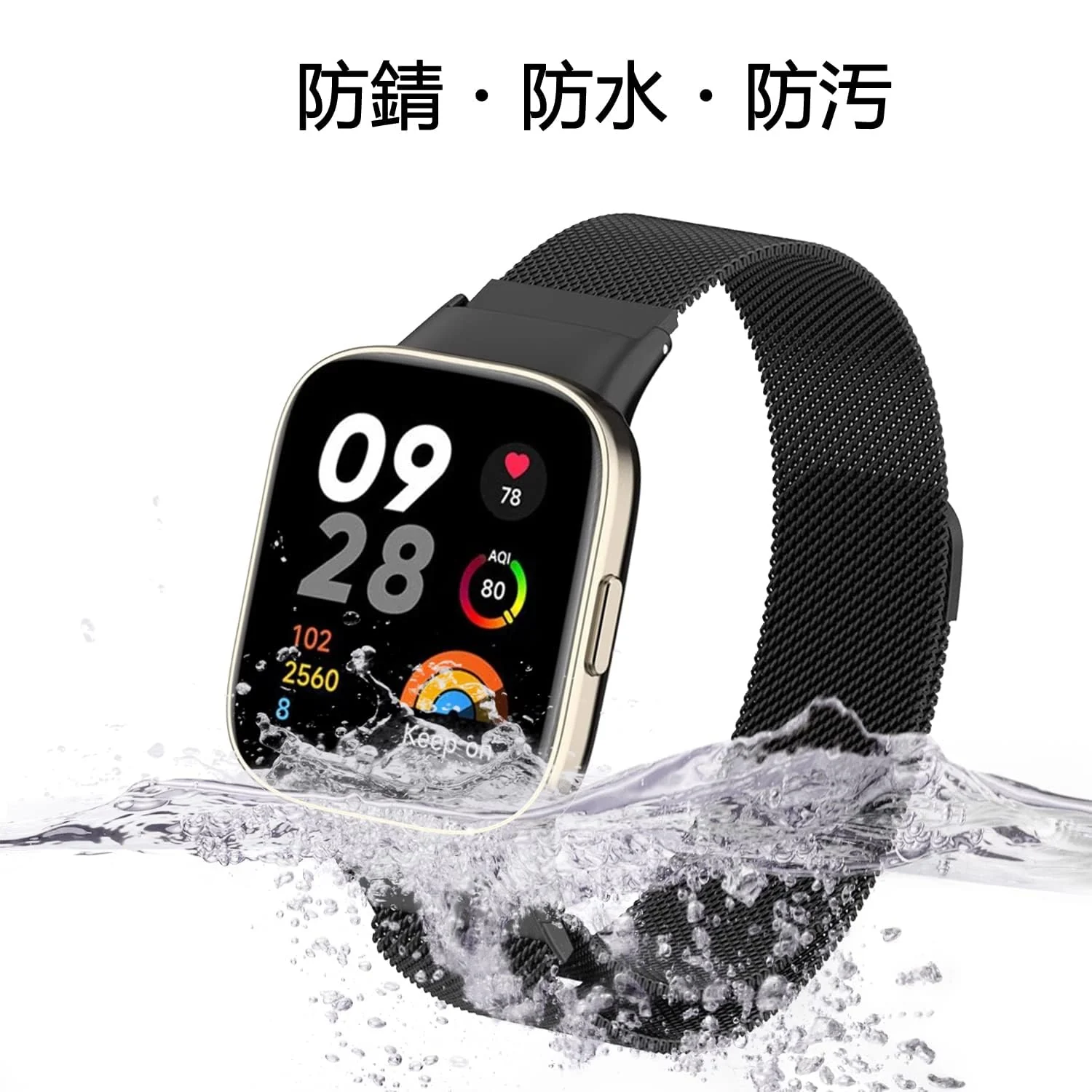 DL3 Mobilak Bracelet Compatible with Xiaomi Redmi Watch 3, Woven Stainless Steel Watch Strap, Mesh Metal Wrist Adjustable Replacement Strap Women Men for Xiaomi Redmi Watch3 - Black