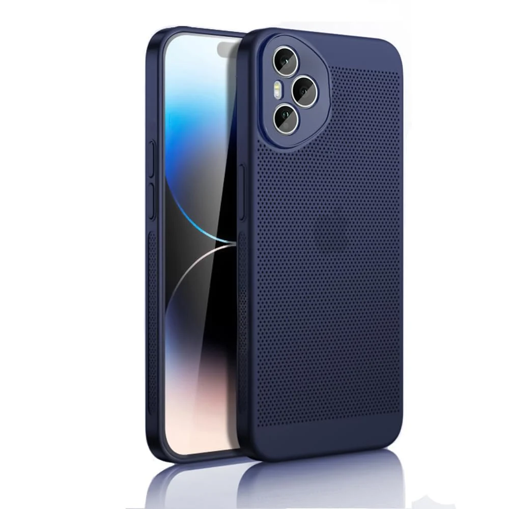 DL3 Mobilak Case For Honor 400 Pro 5G Heat Dissipation Case with Built-in Camera Lens Protector Slim Fit Breathable Cooling Anti-Fingerprint Hard PC Back Shockproof Cover - Blue