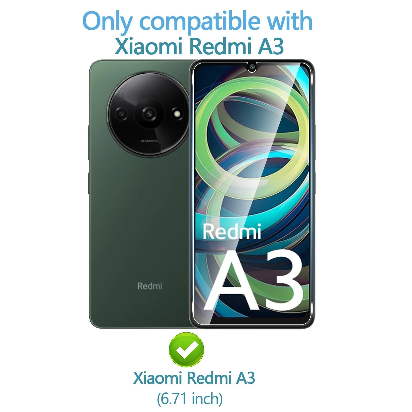 DL3 Mobilak Xiaomi Redmi A3 Camera Lens Protector Tempered Glass Screen Protector HD [Full Coverage][Anti-Scratch] Drop Protection Ultra Clear/Thin Lens Case - Black