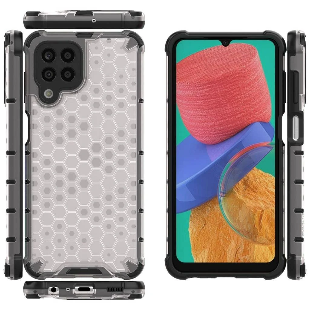 DL3 Mobilak Honeycomb Protective Case for Samsung Galaxy M33 5G, Shock-absorbing protection, Transparent design, Slim, lightweight profile - Clear