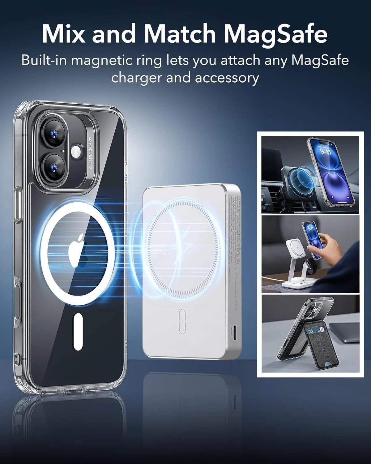 DL3 Mobilak for iPhone 16 Plus Case [Compatible with MagSafe] Slim Magnetic Bumper Case - Clear