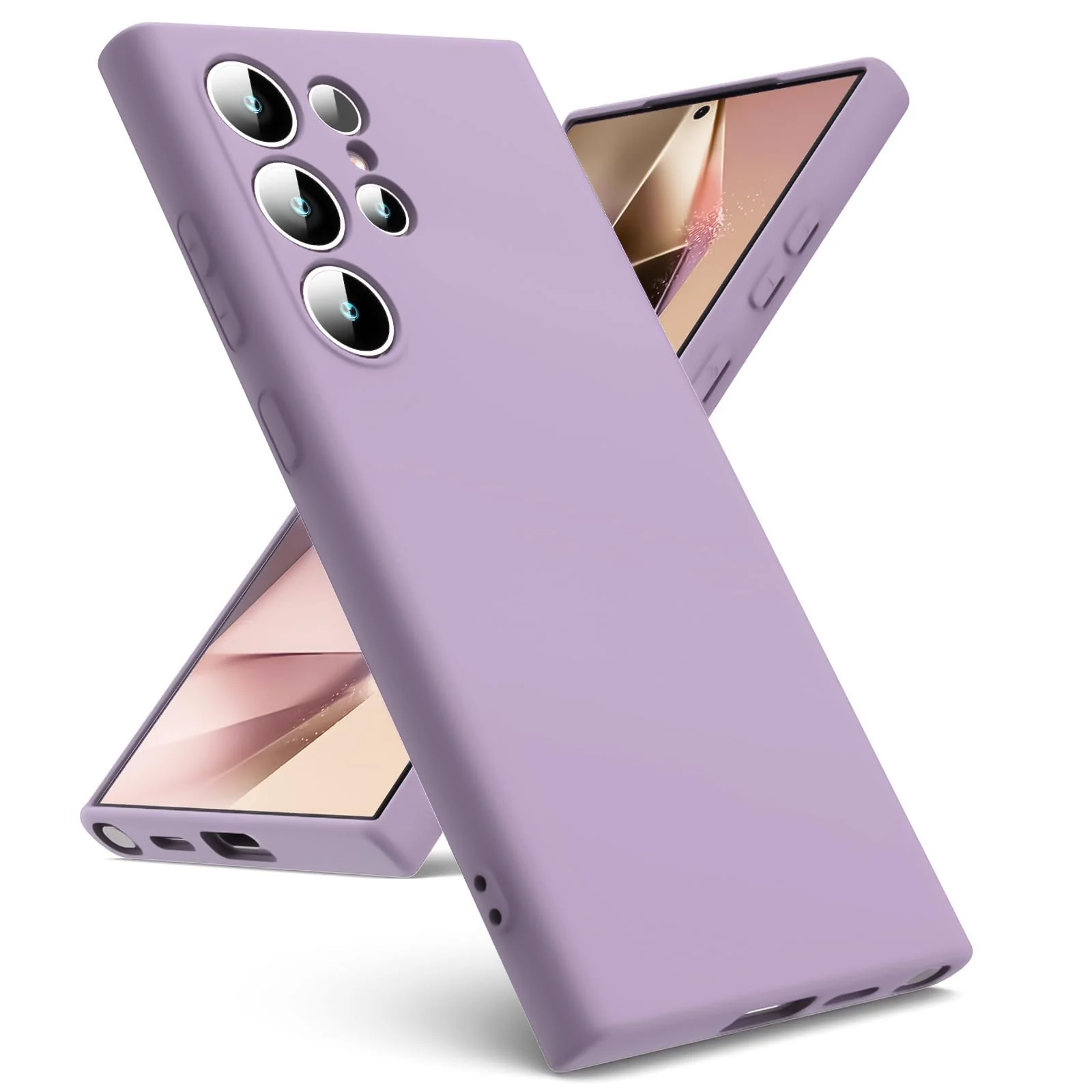 DL3 Mobilak Liquid Silicone Protective Case for Samsung Galaxy S23 Ultra with Camera Protection and Microfiber Lining - Lavender