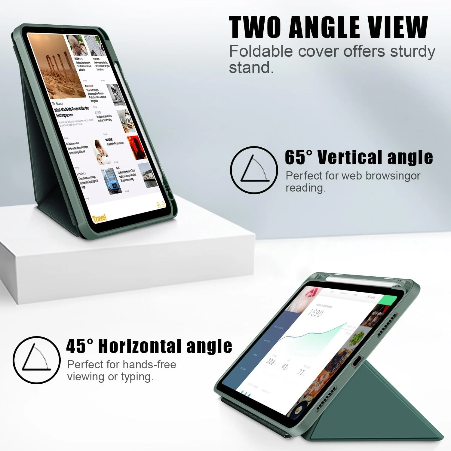 DL3 Mobilak Compatible with iPad 10.2-Inch (9th/8th/7th Generation, 2021/2020/2019) Case, Smart Stand, Pencil Holder, Shockproof Slim Lightweight Leather Cover, Modern Abstract Design - Green