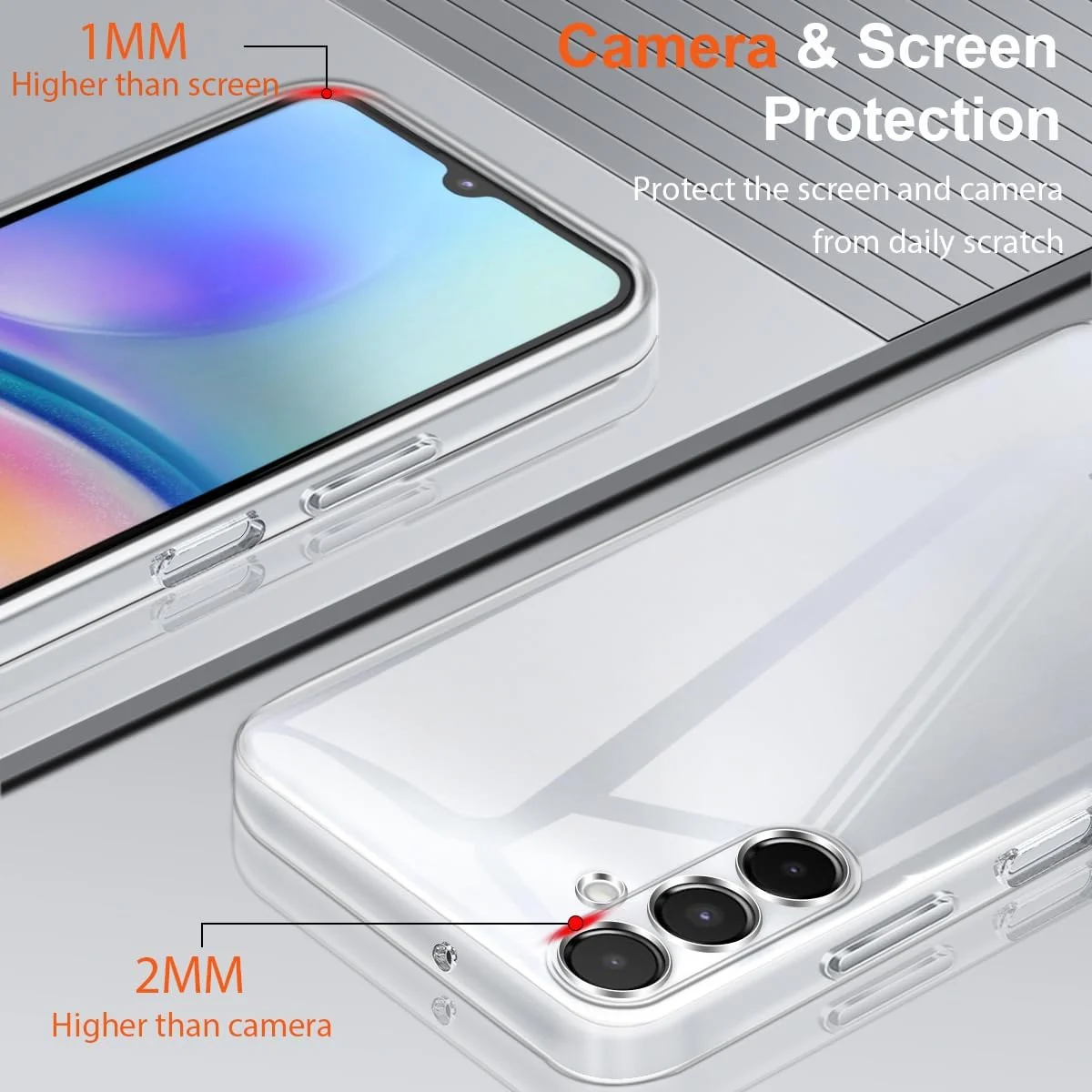 DL3 Mobilak Case Compatible with Samsung Galaxy A05s Case Crystal Soft TPU Gel Case Flexible Silicone Anti-Scratch Camera Protection TPU Cover - Clear
