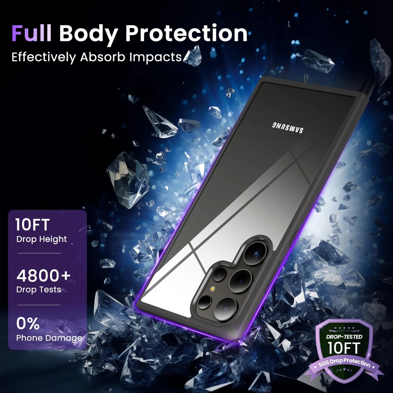 DL3 Mobilak PC and TPU Protective Case for Samsung Galaxy S24 Ultra with Camera Protection and Military-Grade Protection - Titanium Grey