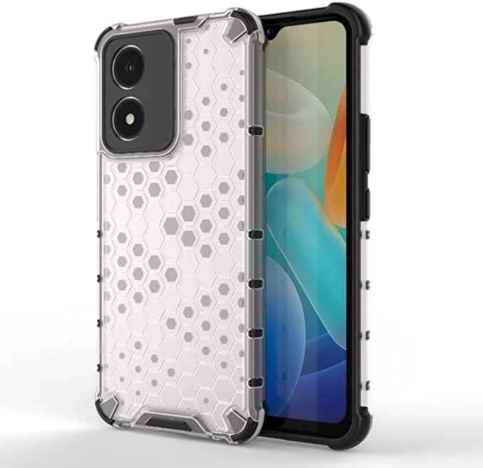 DL3 Mobilak Honeycomb Protective Case for vivo Y02S / vivo Y16 4G, Shock-absorbing protection, Transparent design, Slim, lightweight profile - Clear
