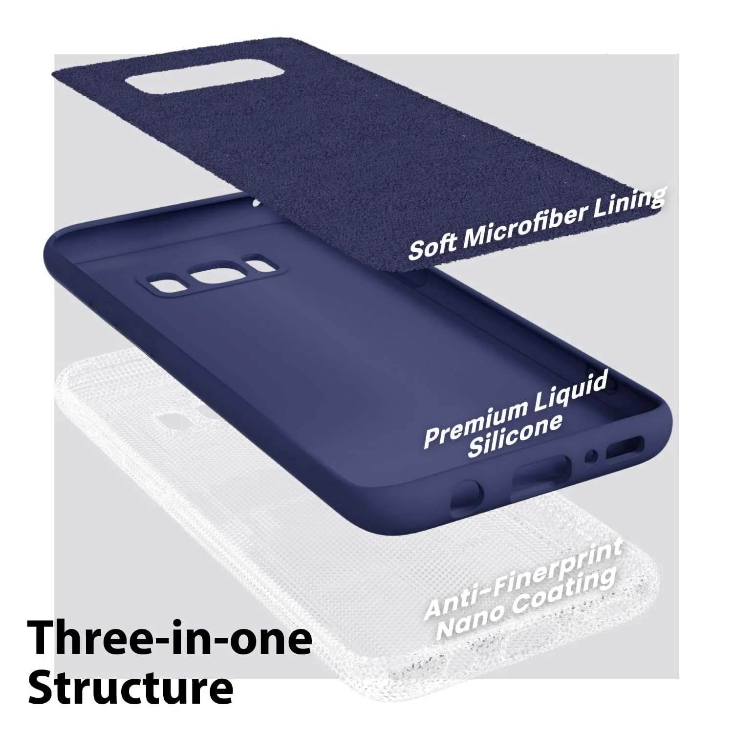DL3 Mobilak Liquid Silicone Protective Case with Soft Microfiber Lining with Full Camera Protection for Samsung Galaxy S8+ Plus - Blue 2
