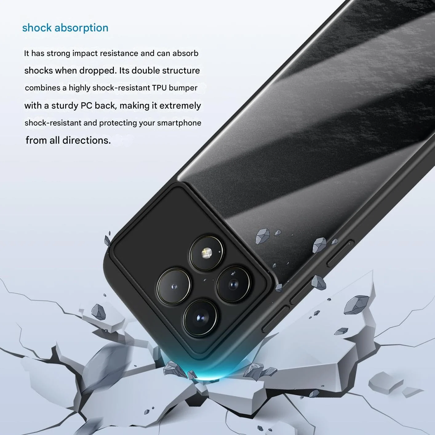 DL3 Mobilak Clear PC and TPU Protective Case for Xiaomi Poco F6 Pro 5G with Camera Protection and Military-Grade Protection - Black