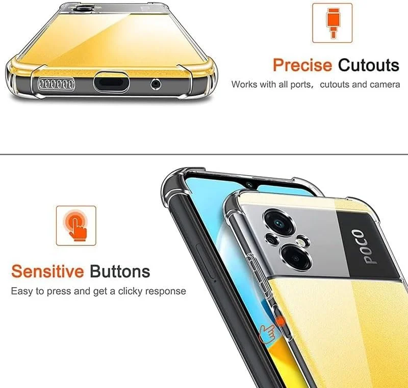 DL3 Mobilak Case Compatible with Xiaomi Poco M5 4G, Cover Silicone TPU Gorilla Anti-shock Protector Camera Shockproof Corners - Clear