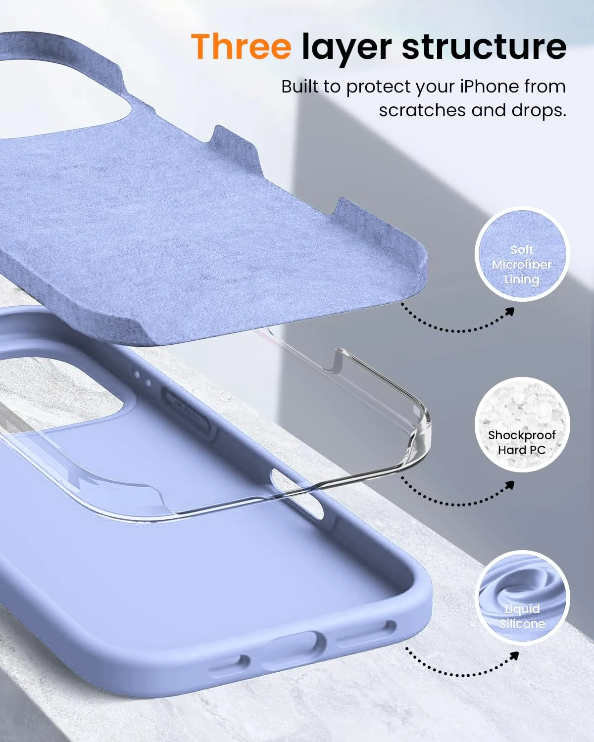 DL3 Mobilak Liquid Silicone Protective Case with Soft Microfiber Lining for iPhone 16 Pro Max - Baby Blue